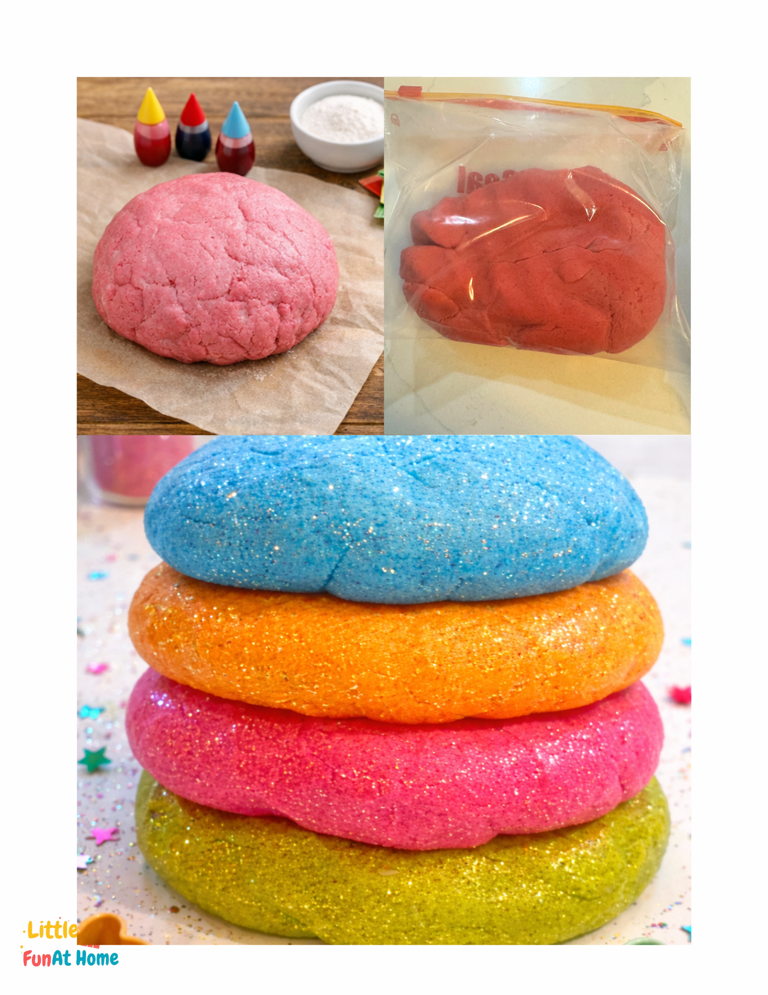 Coloring and shimmering play dough ideas