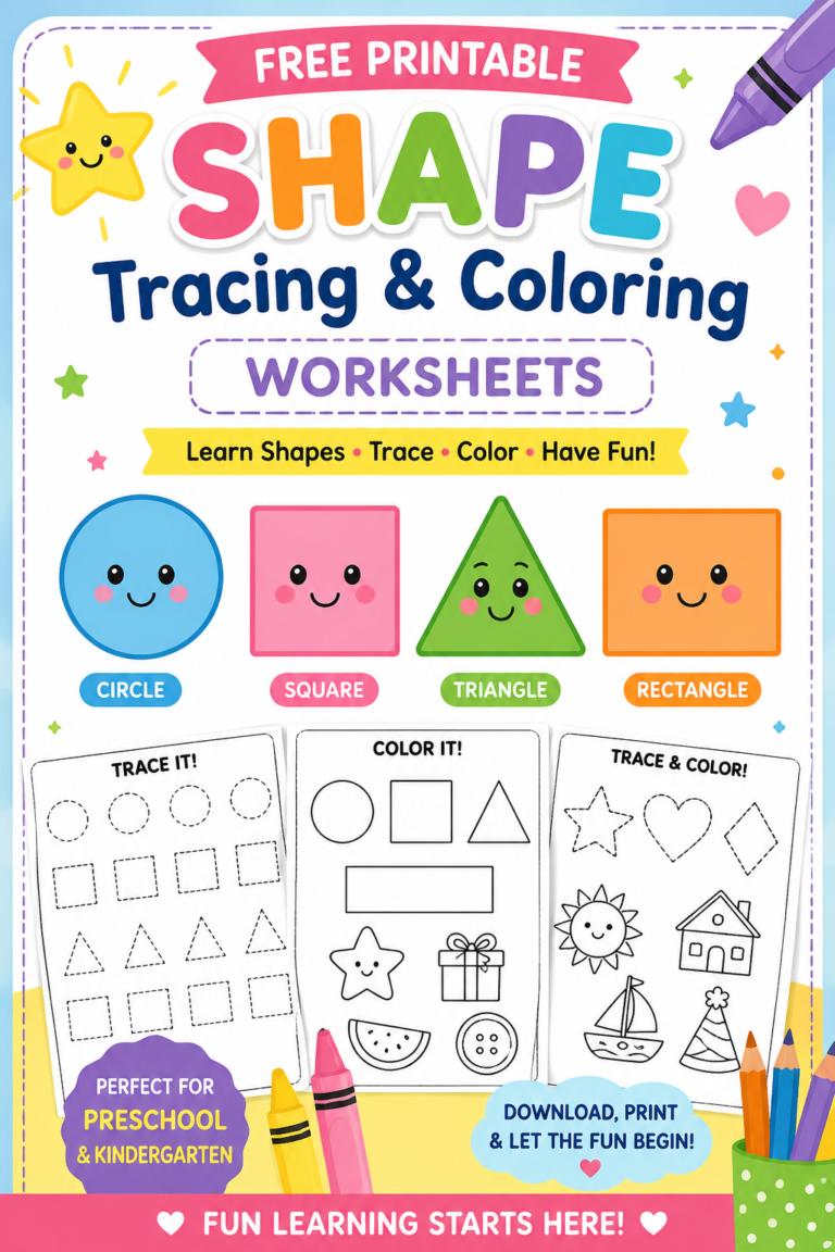 Printable Shape Worksheet for Preschool kids Free PDF