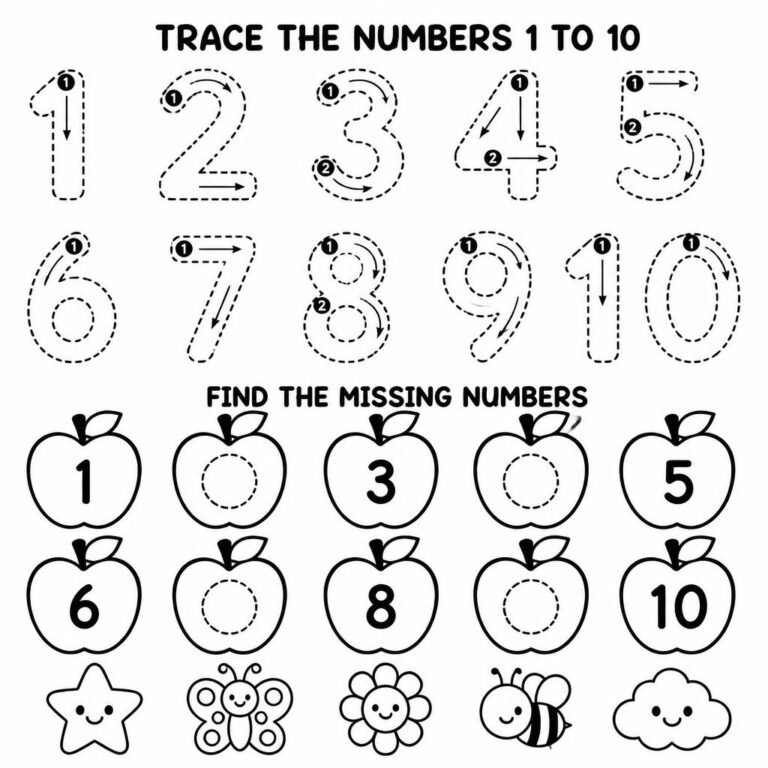 Number Tracing Activities Worksheets for Kids Free Printable