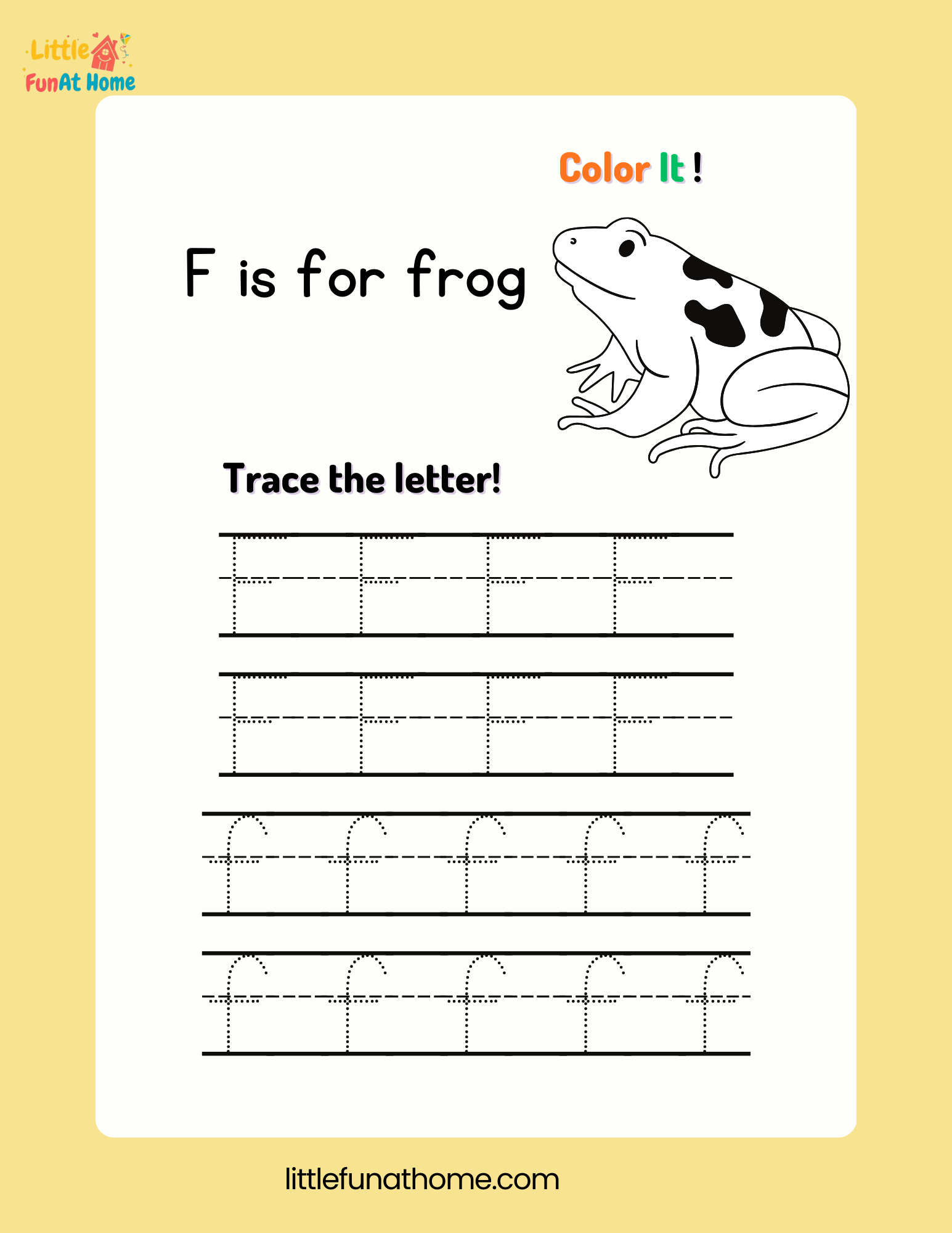 Trace and color letter Ff-Free Printable For Kids