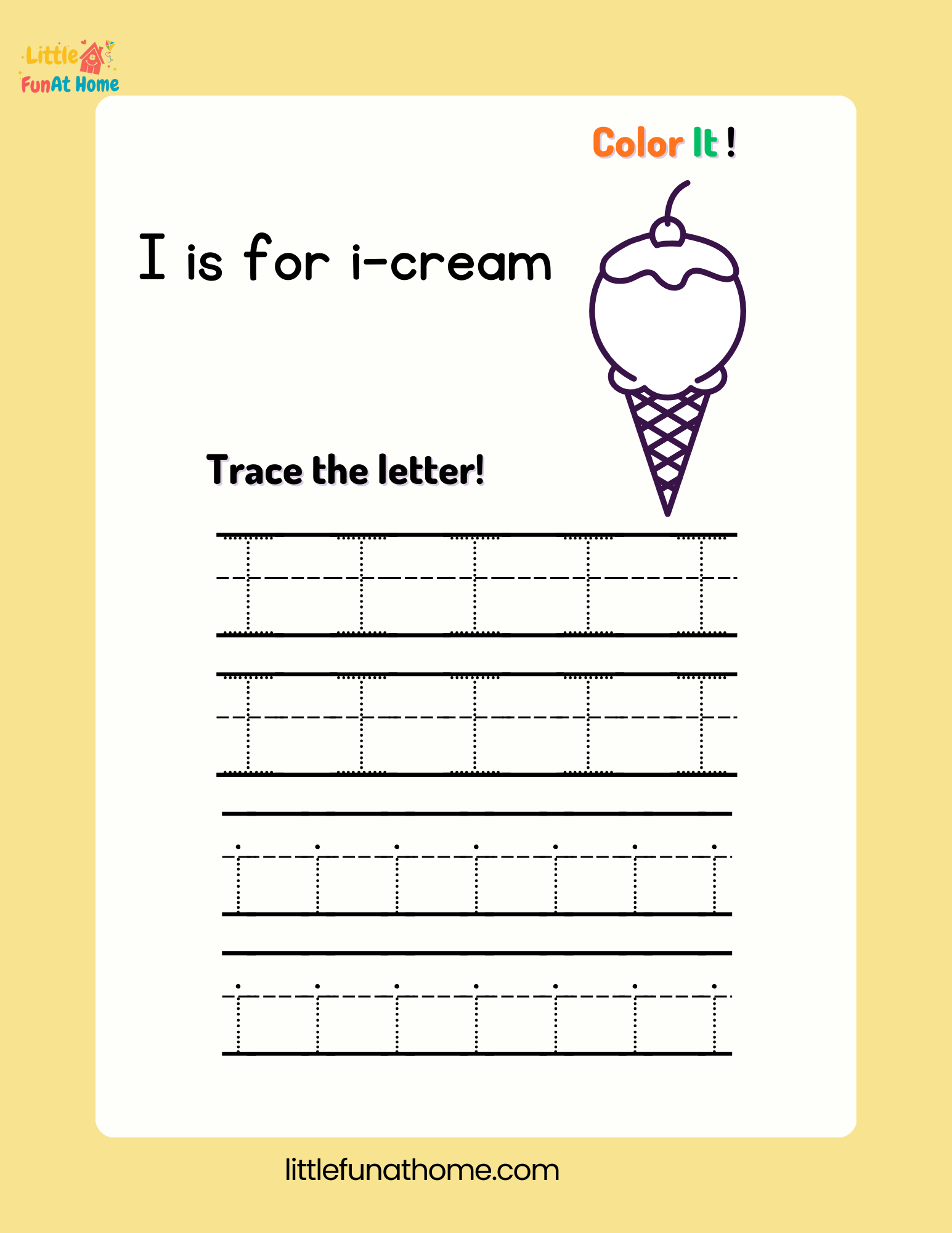 Trace and color letter Ii-Free Printable For Kids