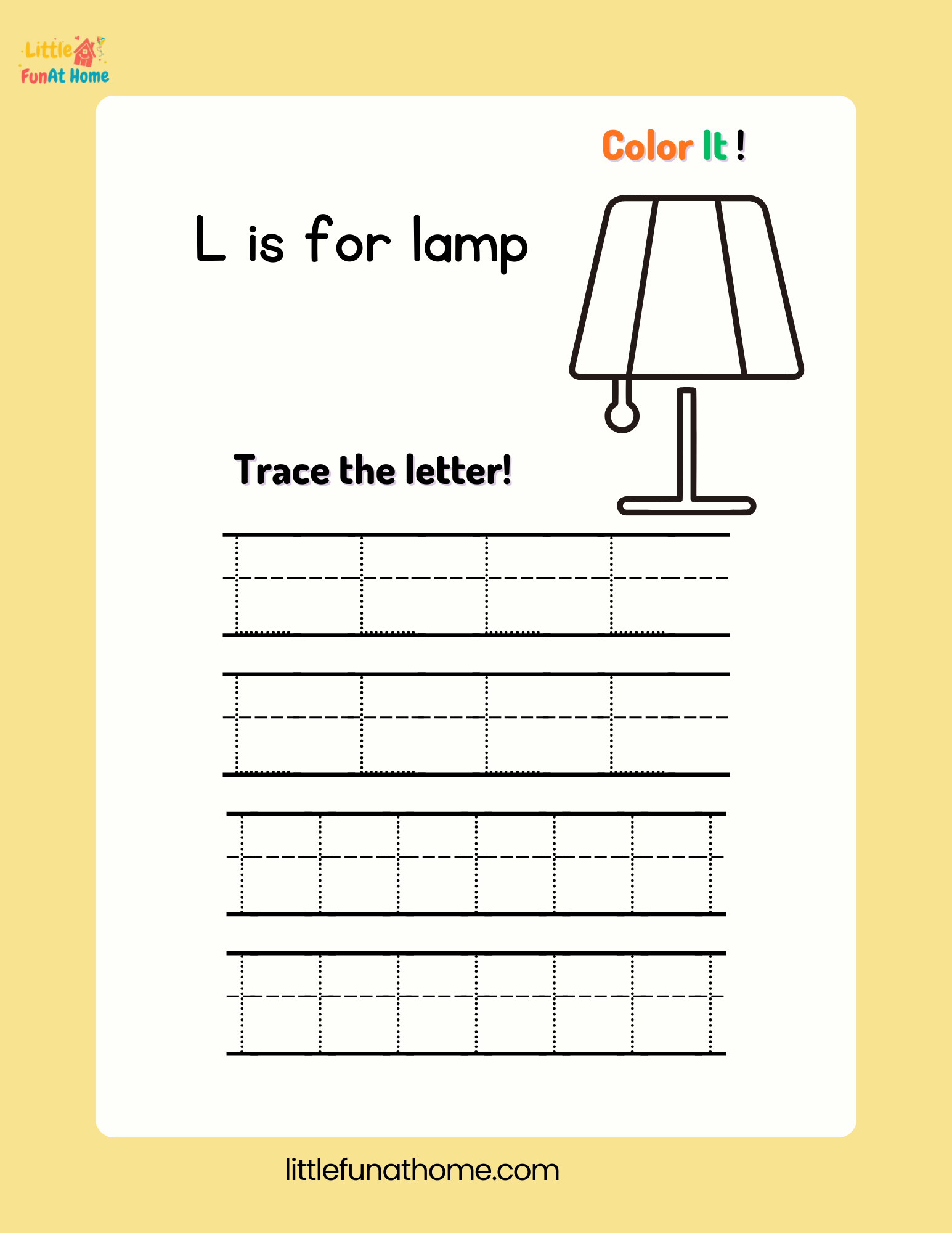 Trace and color letter Ll-Free Printable For Kids