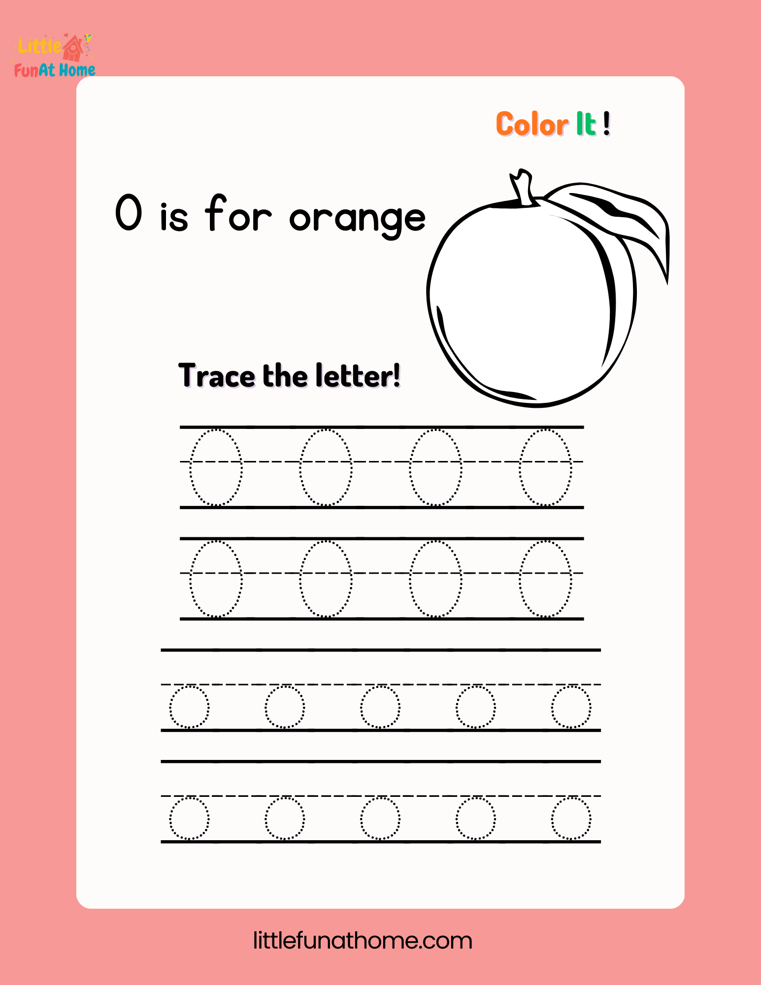 Trace and color letter Oo-Free Printable For Kids
