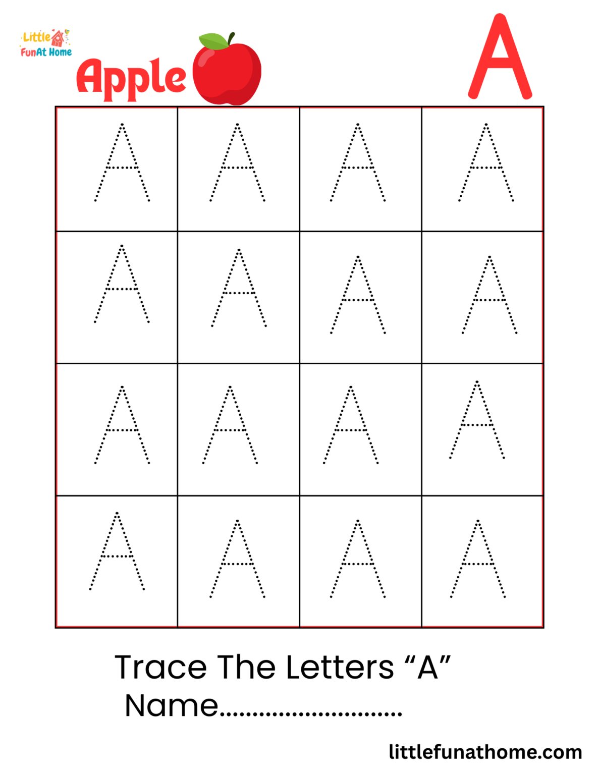 Fu Tracing Free Printable Uppercase alphabet tracing worksheets A-Z