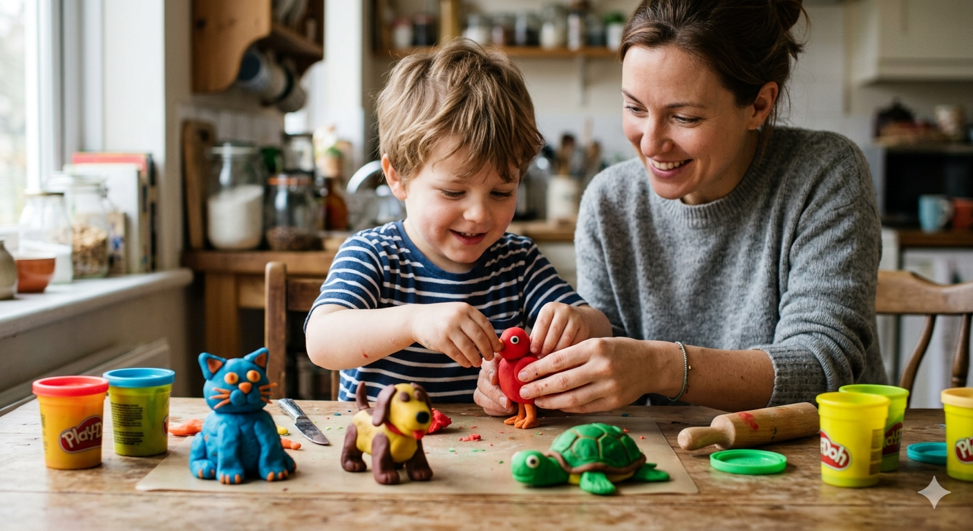 Animal Shape Making Activity with Play Dough for Kids at Home