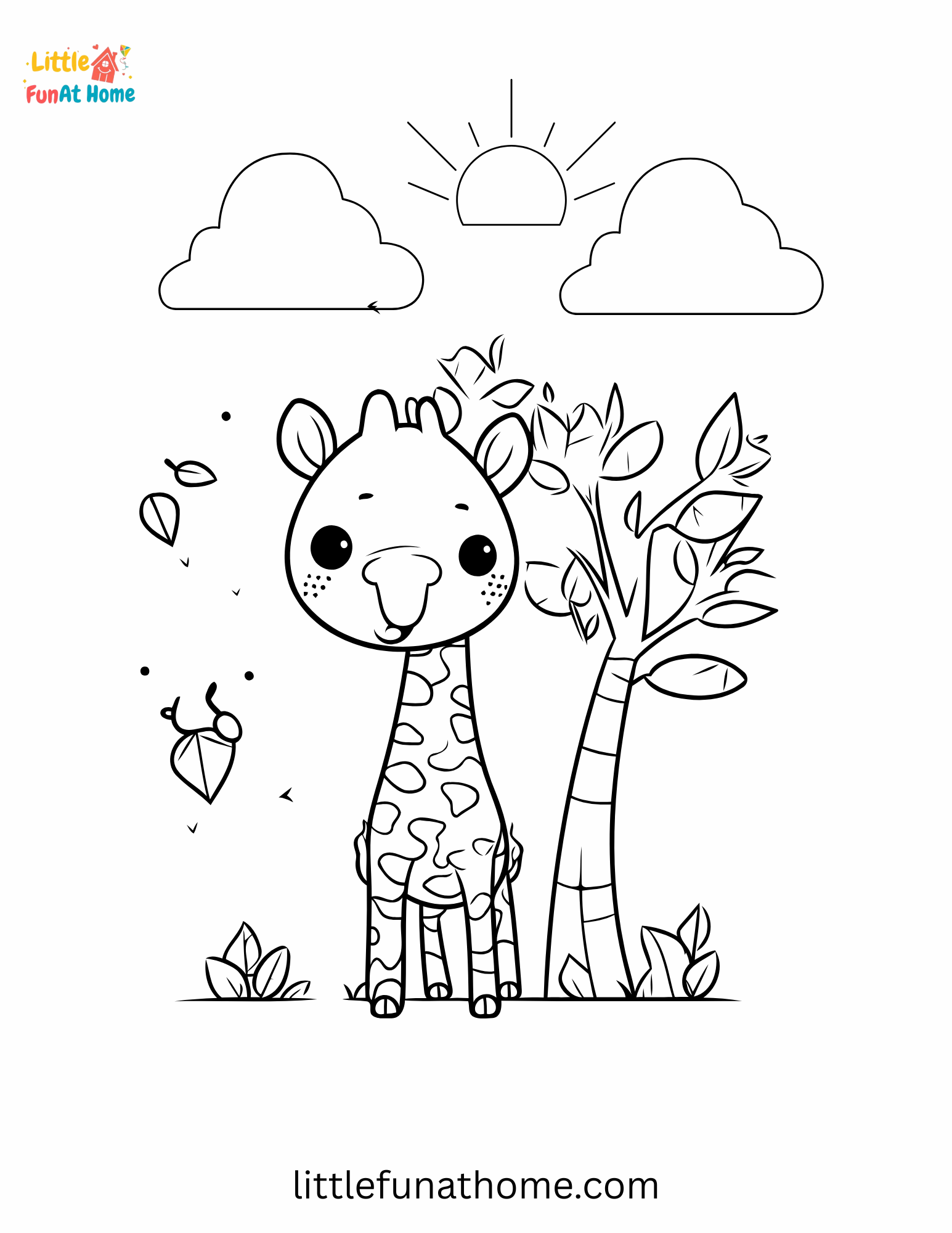 Free Printable Giraffe coloring Page for Kids