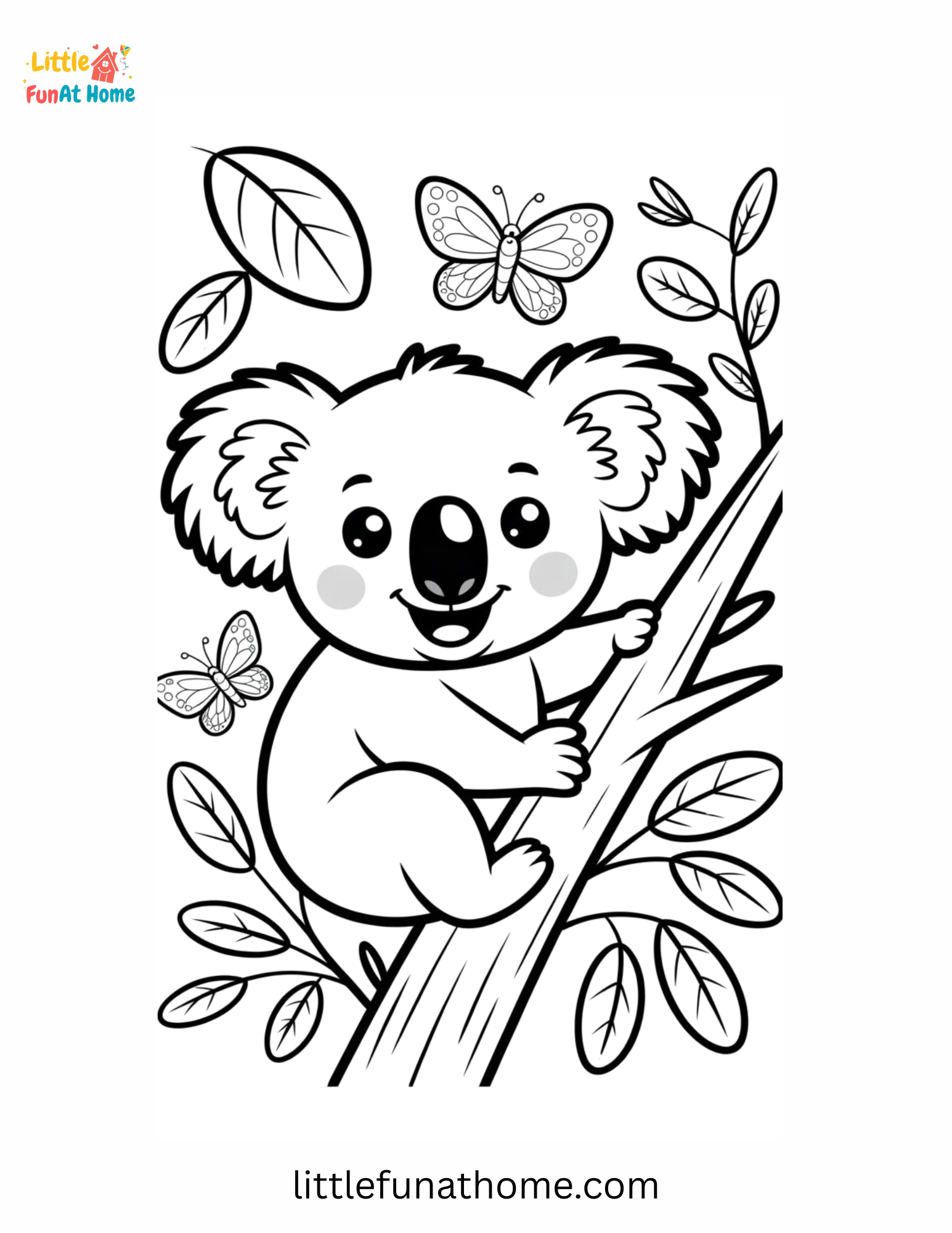 Free Printable Koala Coloring Page For Kids