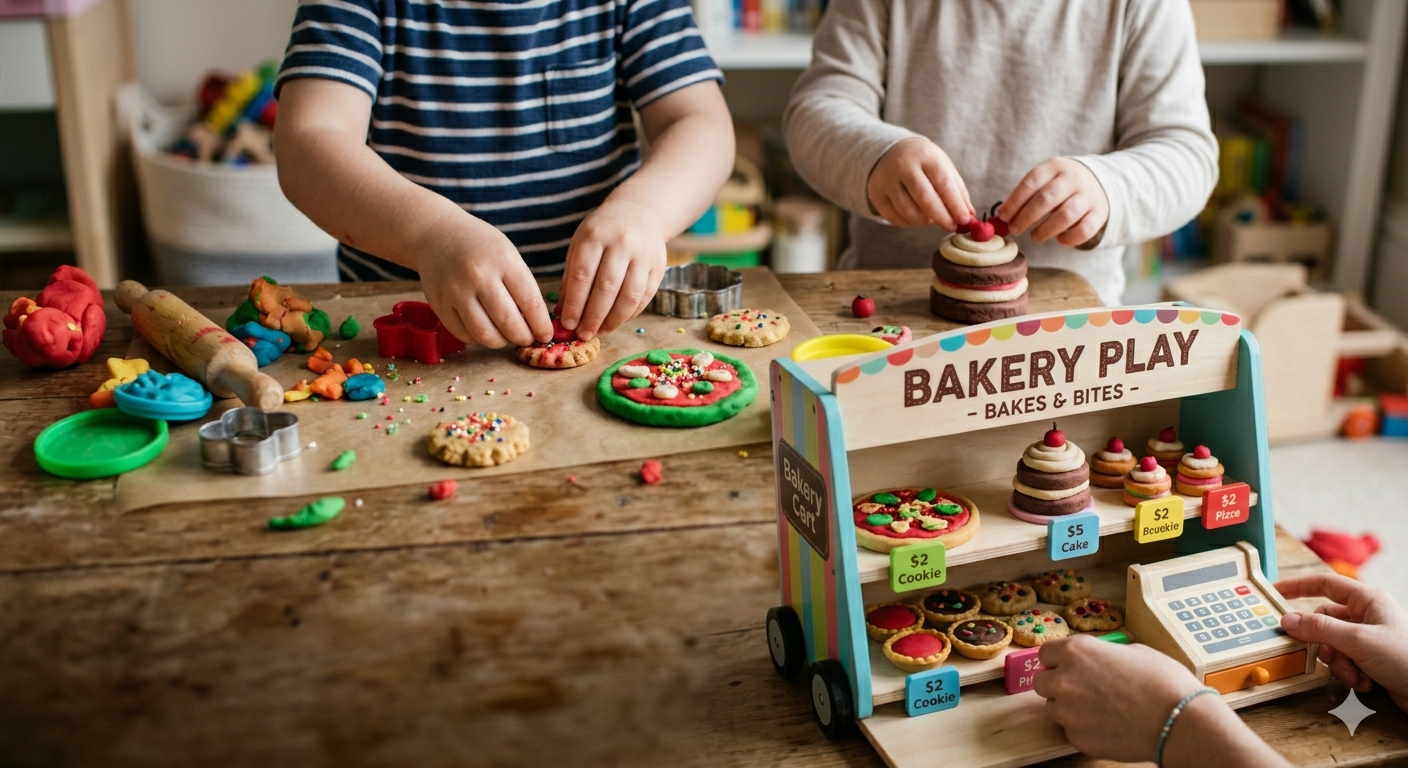 Pretend Bakery Game Using Play dough for Kids at Home