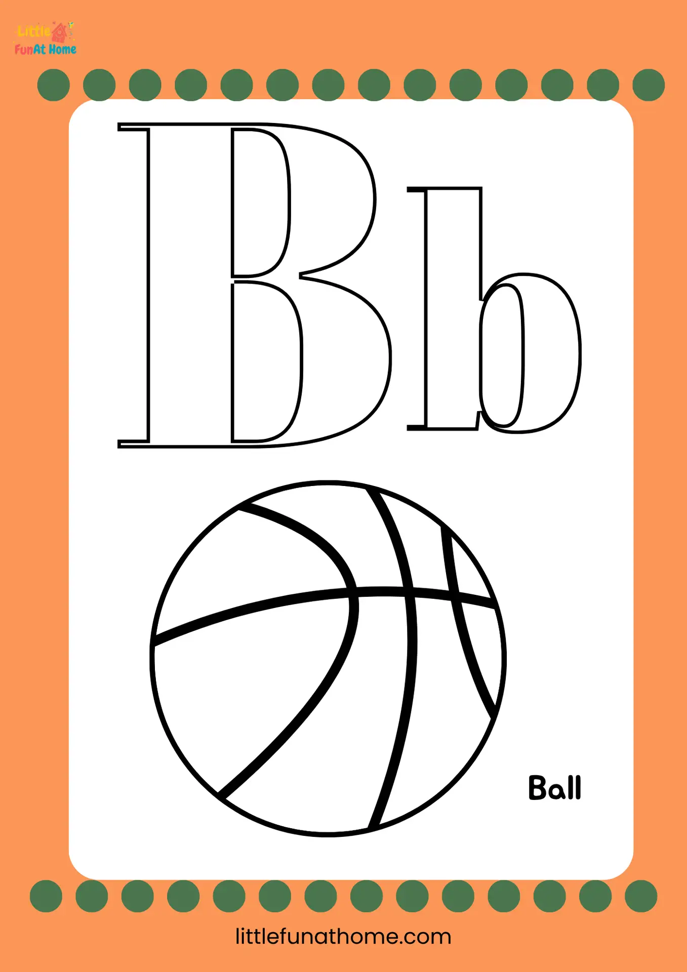 Free Printable letter B coloring page for Preschoolers and Kindergarteners
