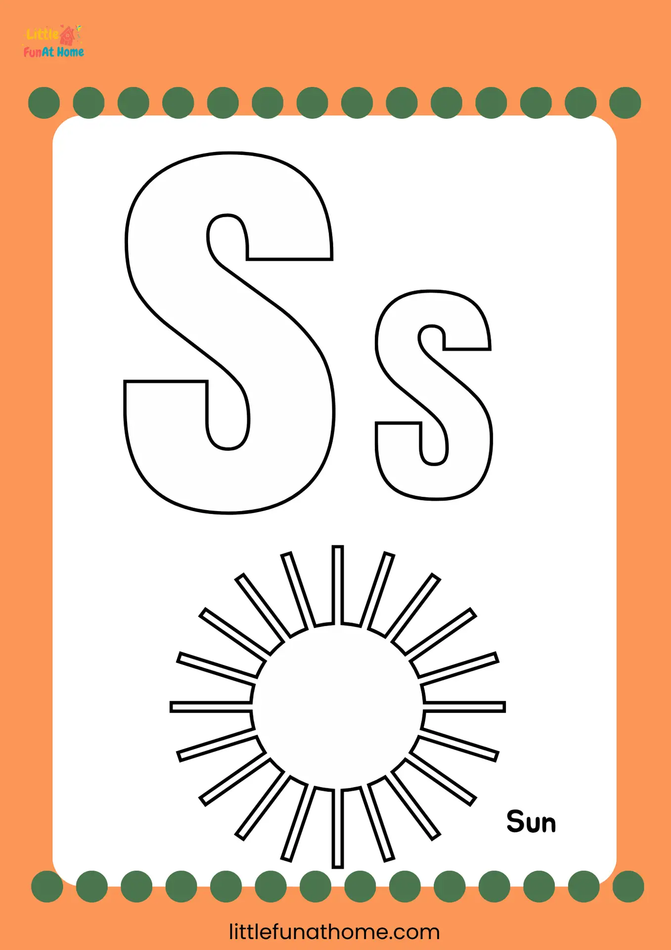 Free Printable letter S coloring page for Preschoolers and Kindergarteners