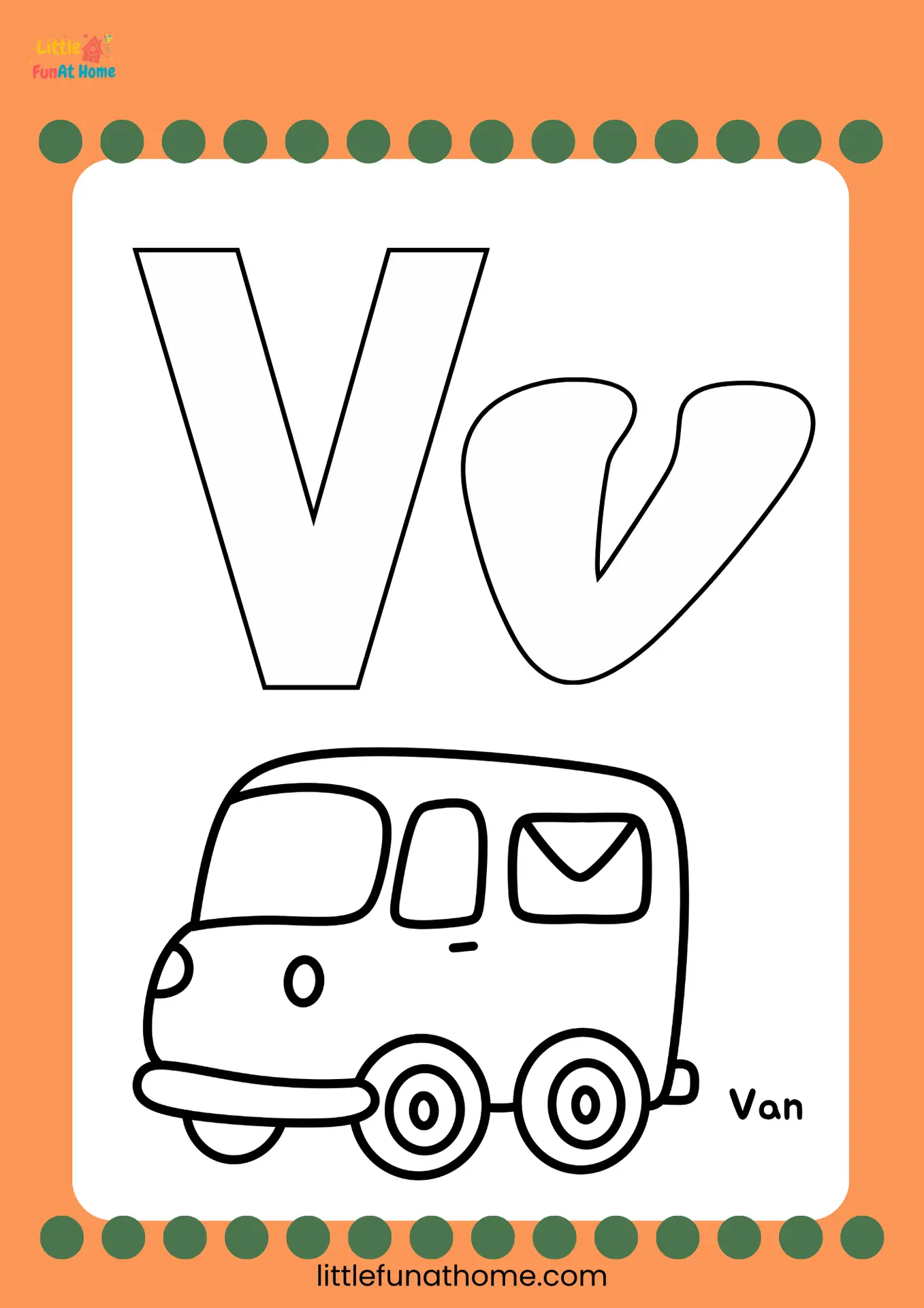 Free Printable letter V coloring page for Preschoolers and Kindergarteners