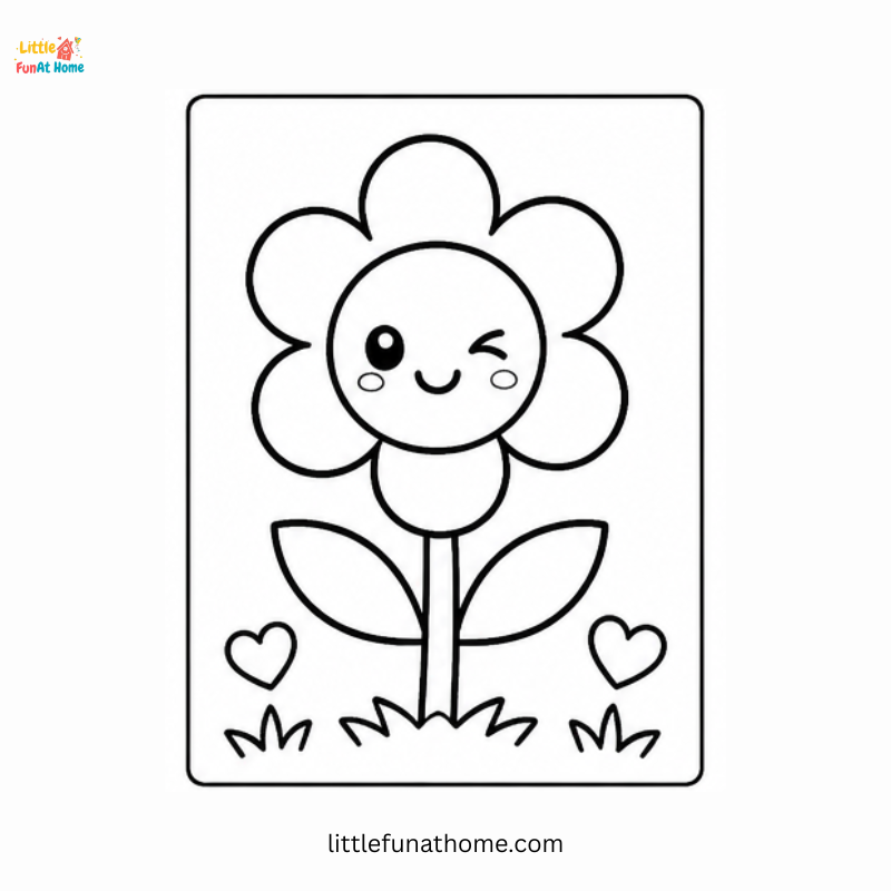 Cute Smiling Sunflower Coloring Page