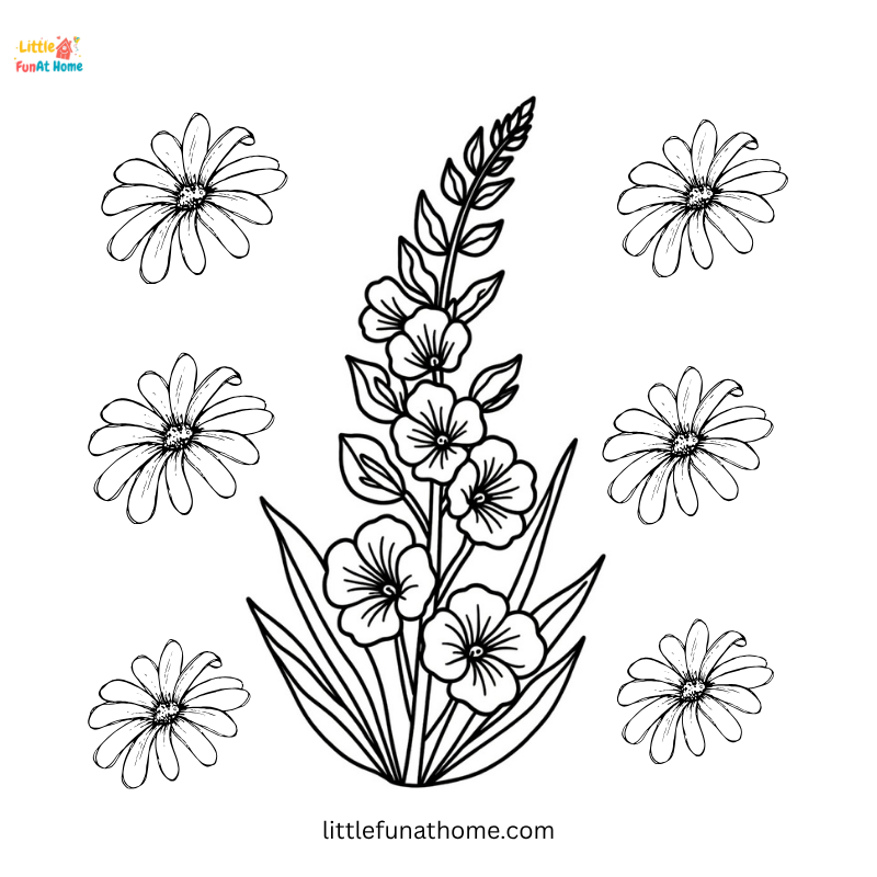 Delphinium flowers coloring page
