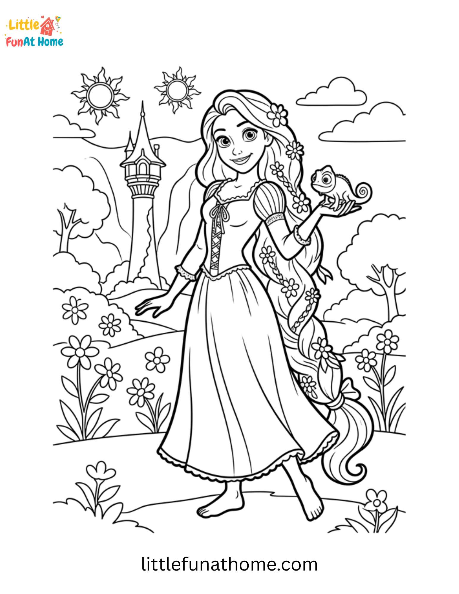 free Disney princess rapunzel coloring page for kids