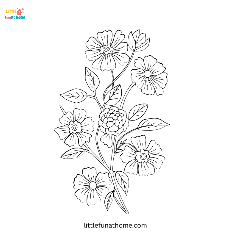 Floral coloring page for kids