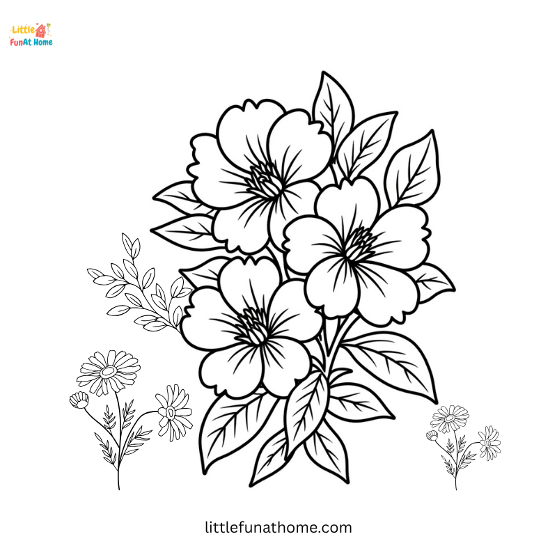 Floral flowers coloring page