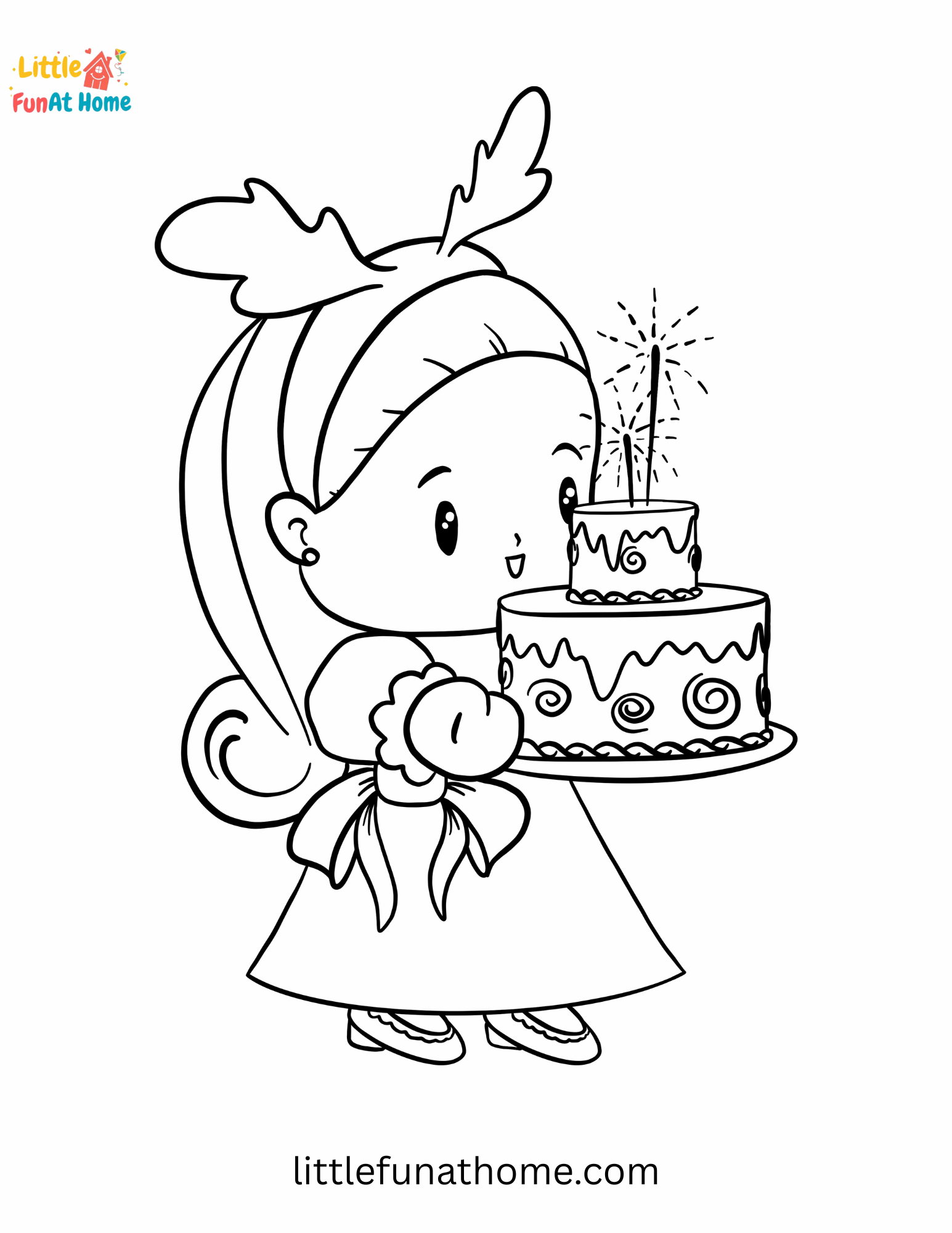 Free Printable Little princess birthday coloring page for kids