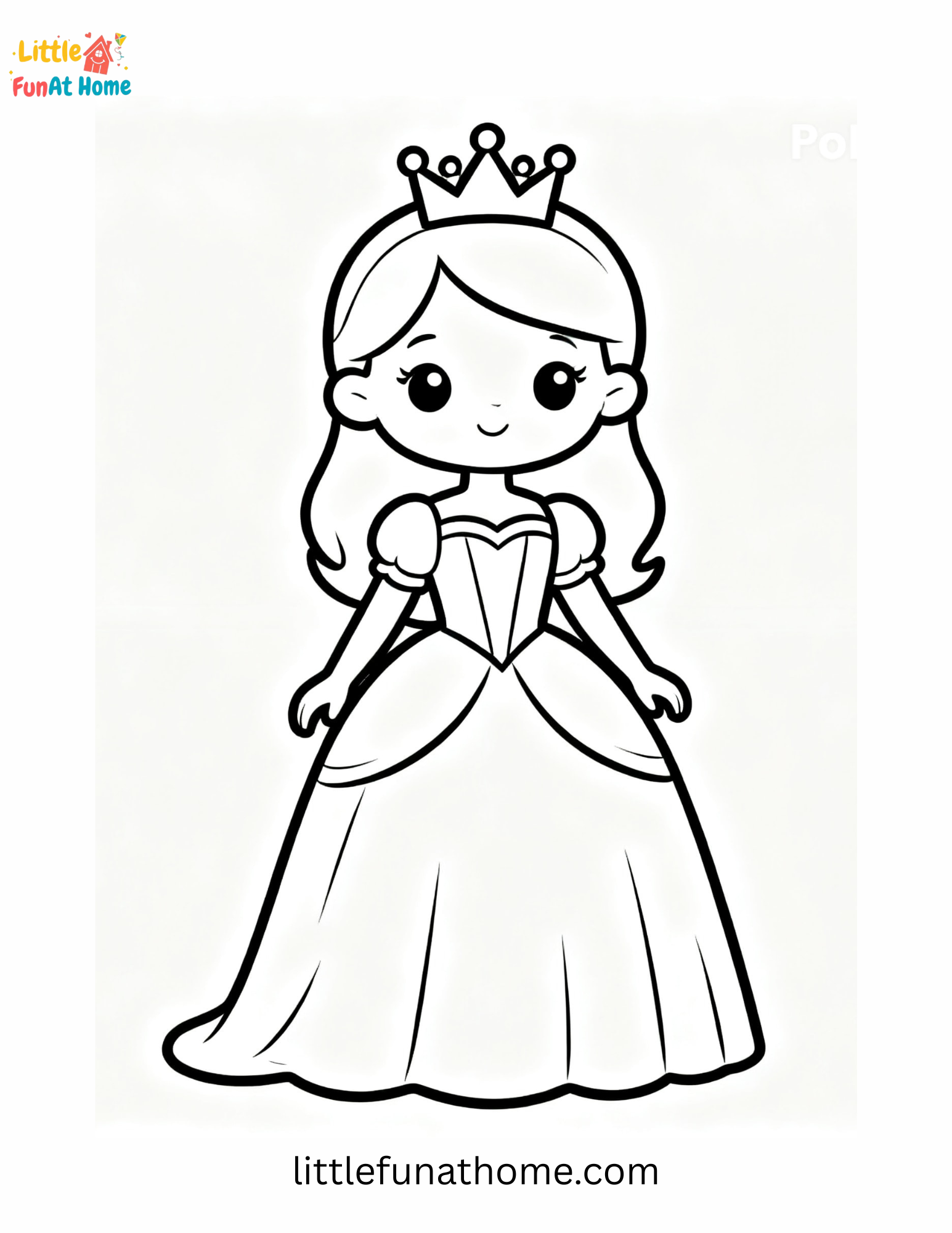 Free Printable Little Princess Coloring Page for Kids
