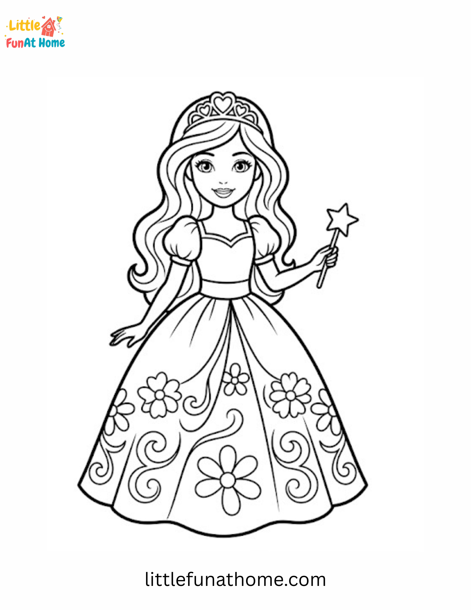 Free Magical Princess Coloring Page for Kids