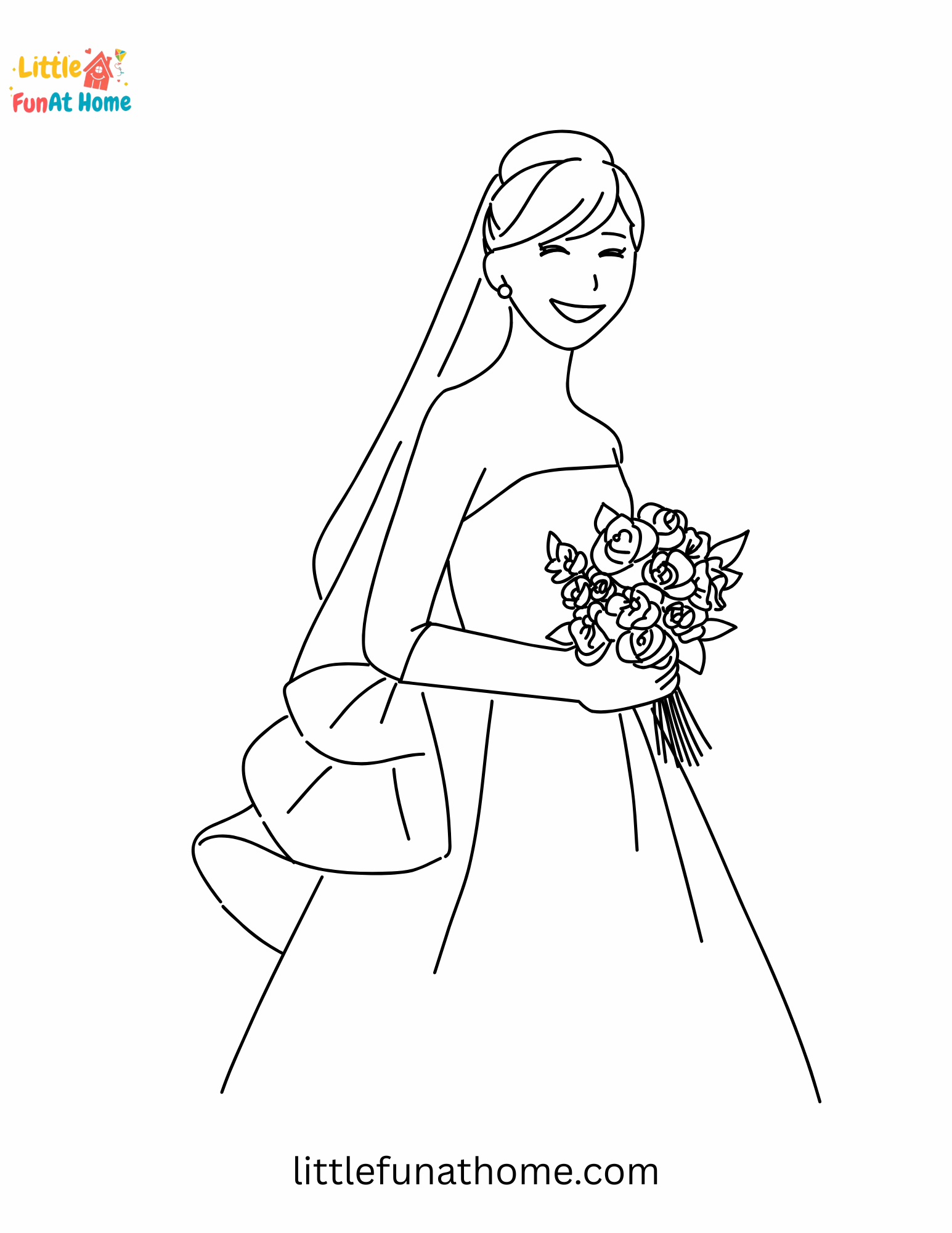 Free Princess Bride Coloring Page for Kids