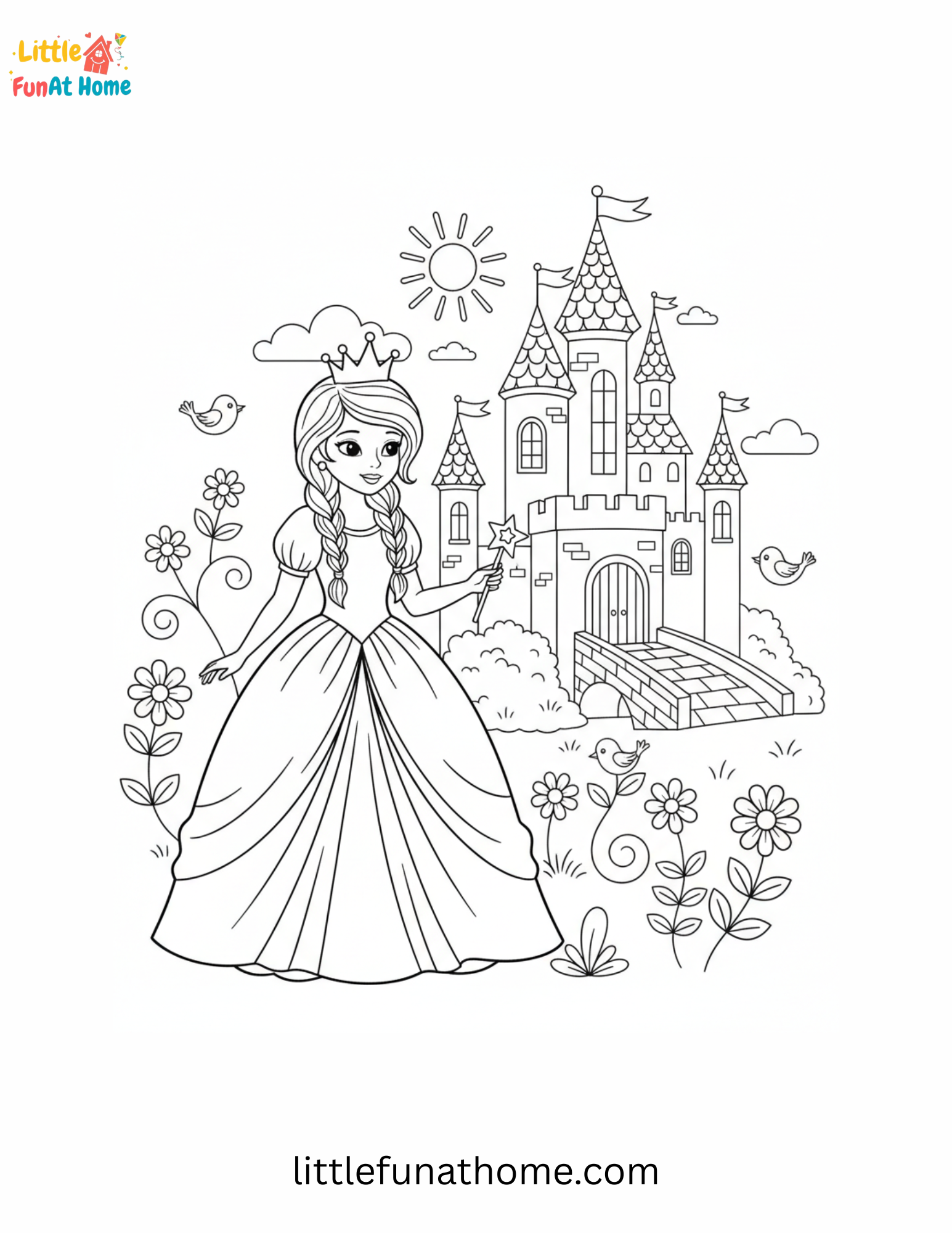 Free Princess castle coloring page Printable for Kids
