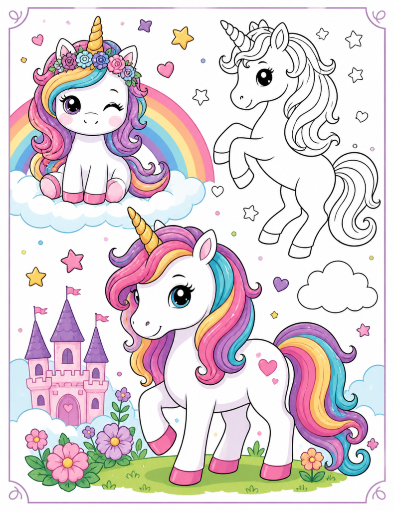 Free Download Unicorn Coloring Pages