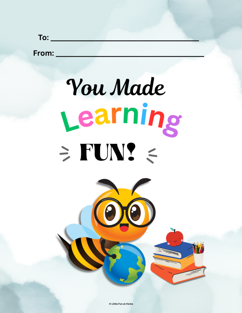 Free Printable You Made Learning Fun card