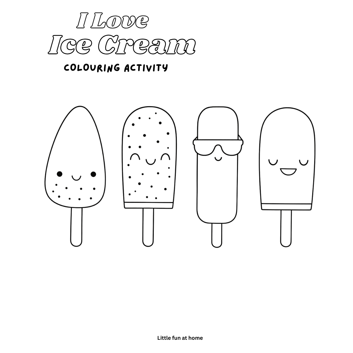 Summer Ice Cream Coloring sheet for Kids Free Printable