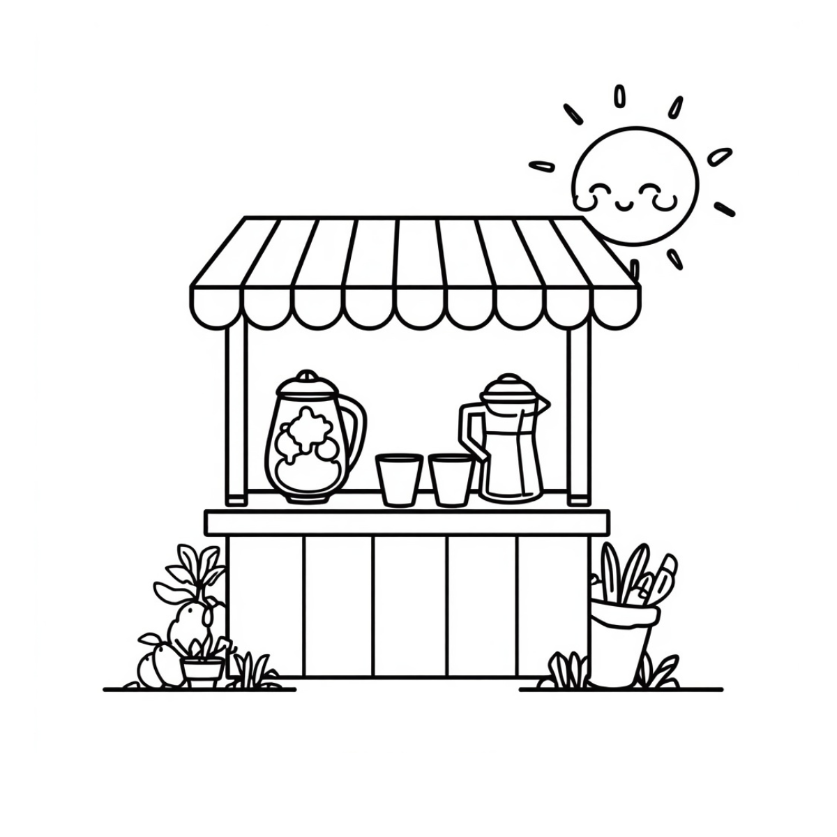 Lemonade Stand Summer Coloring Page Free Printable