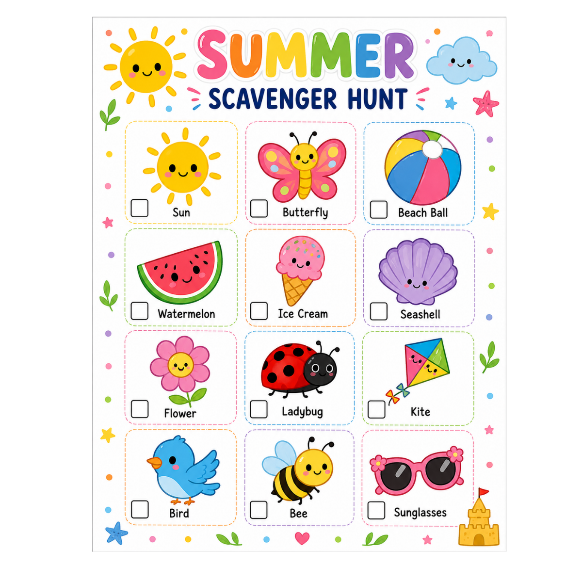 Free Printable Summer Scavenger Hunt Worksheet
