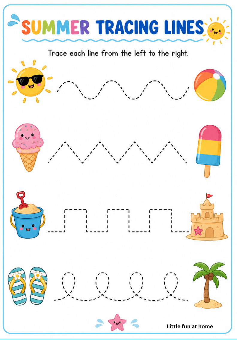 Free Printable Trace the Line Activity Worksheet