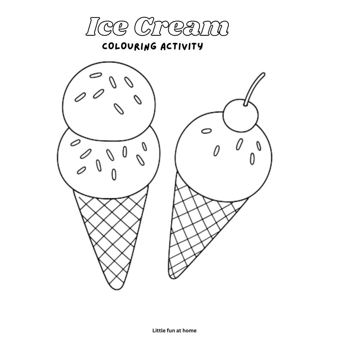 Color Ice cream Cone- Summer Activity for kids Free Printable