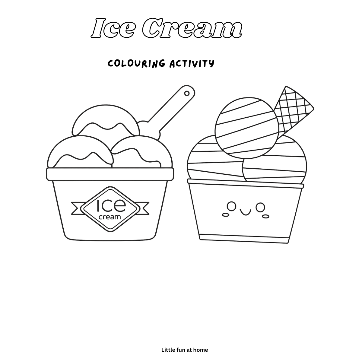 Summer Ice Cream Cup Coloring Page For Kids Free Printable