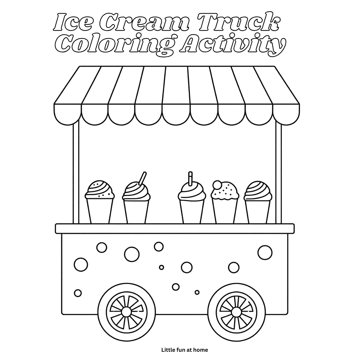Color Ice Cream Truck - Summer Activity Sheet Free Printable